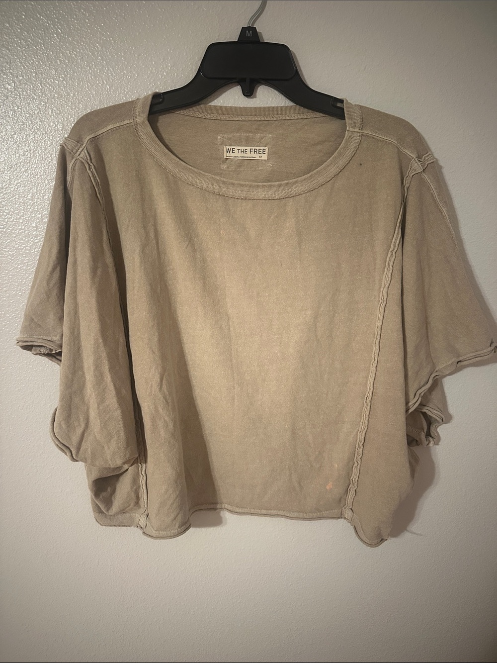 We The Free Relaxed Boxy Short Sleeve Top in Tan/Olive